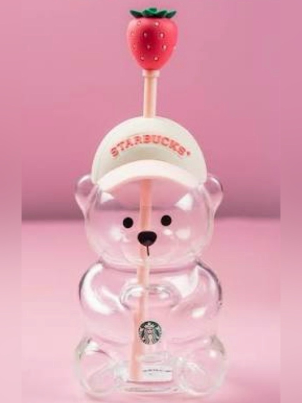 Starbucks Bearista 20oz Cup with Strawberry Top and straw new in original box
